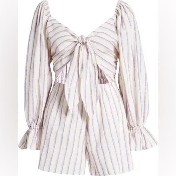 NWT Topshop stripe bow tie sleeve romper size 6 - Picture 3 of 7